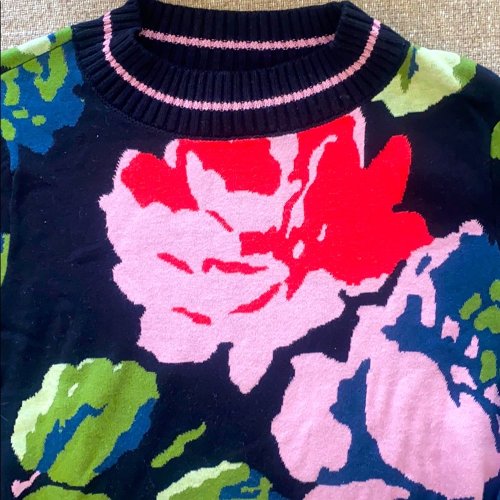 Anthropologie HWR Monogram Floral Sweater